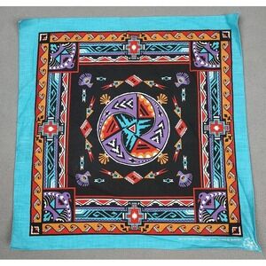 Vintage Wamcraft Bandana Handkerchief Native American Aztec Bird USA Made